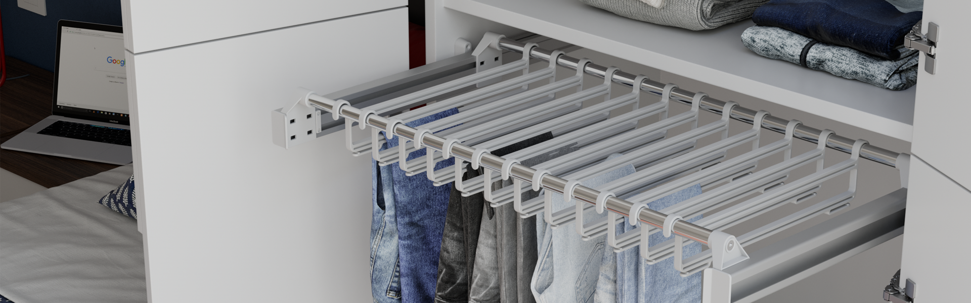 Wardrobe Fittings | Pull Out Trouser Rail