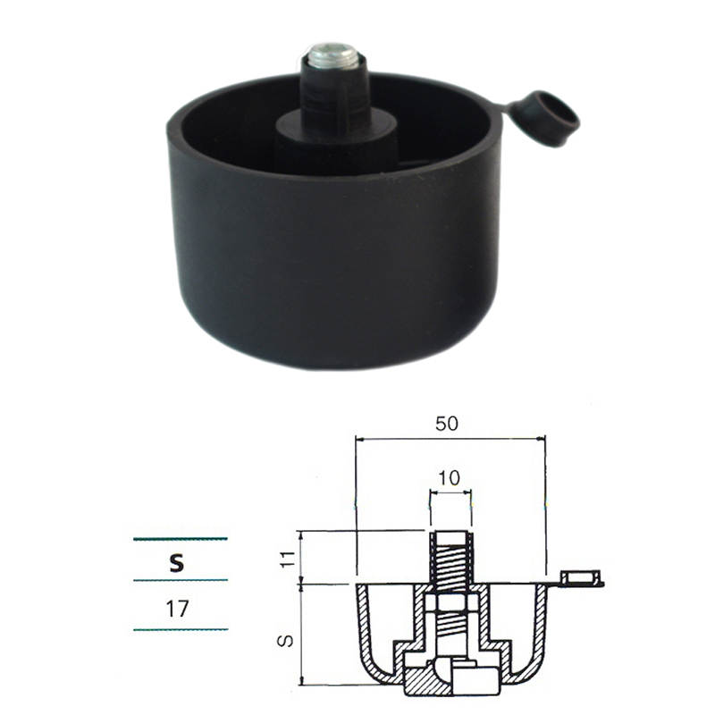 ΠΟΔΙ ΕΡΜΑΡΙΟΥ Φ50x17mm ΜΕ ΡΕΓΟΥΛΑ ΜΑΥΡΟ