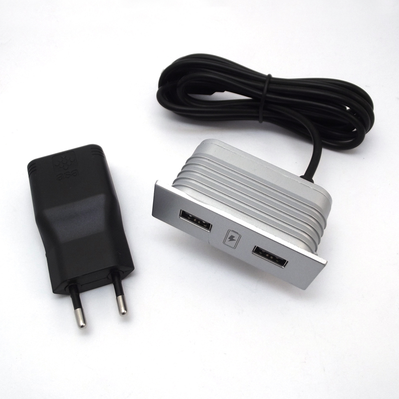 ASA VERSAPICK USB ΟΡΘΟΓΩΝΙΟ ΑΣΗΜΙ 2xUSB (5.1V 2A) 70x25mm