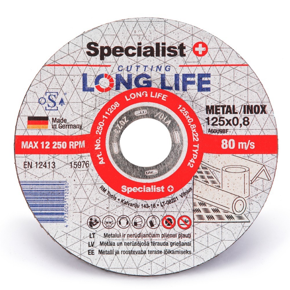 ΔΙΣΚΟΣ ΚΟΠΗΣ ΜΕΤΑΛΛΟΥ (ΥΨΗΛΗΣ ΑΝΤΟΧΗΣ) 125x0.8mm SPECIALIST+