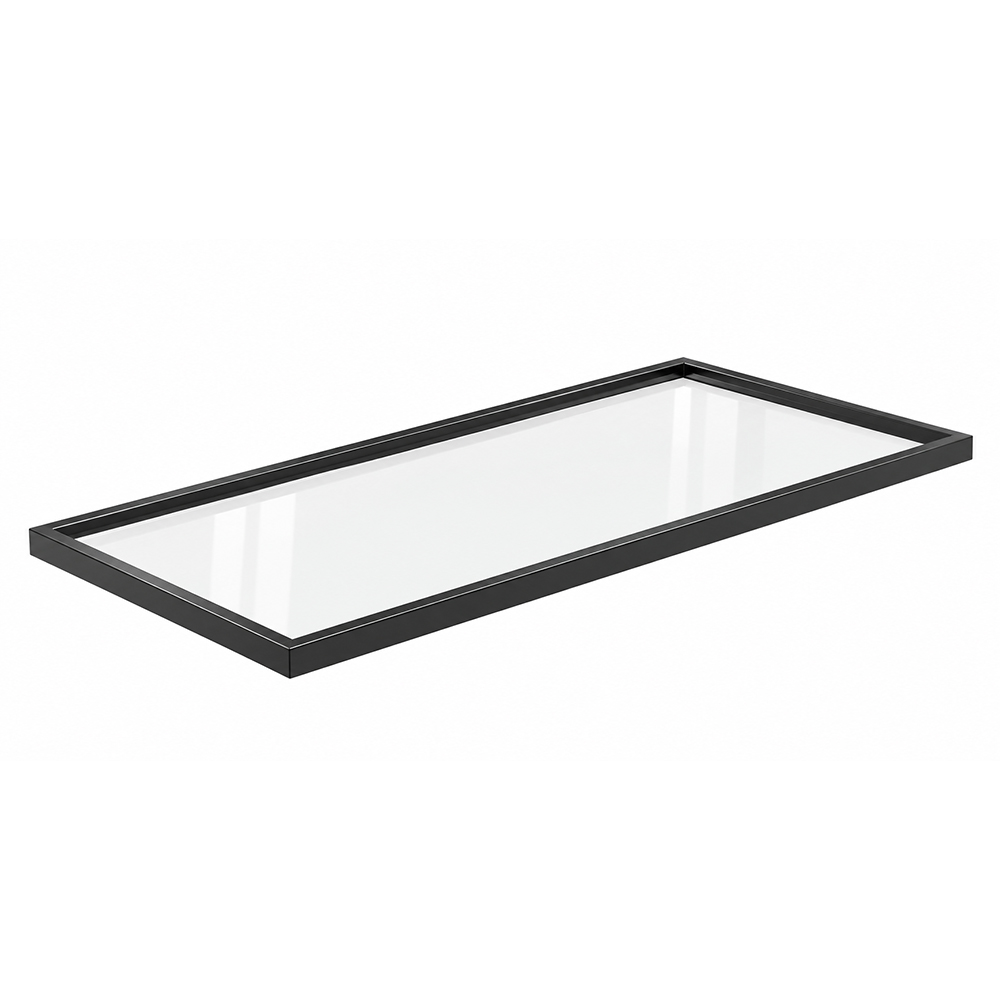 ΡΑΦΙ 340x600mm ΓΙΑ STILI PHOS/ELLIPSE ΜΕ ΠΛΕΥΡΙΚΑ ΣΤΗΡΙΓΜΑΤΑ- ΠΛΑΙΣΙΟ ΑΛΟΥΜΙΝΙΟΥ ΜΑΥΡΟ ΜΕ ΓΥΑΛΙ VOLPATO